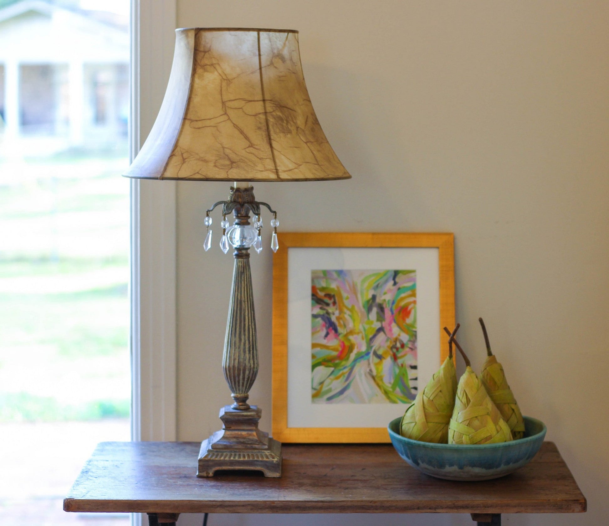 HomeRoots 14" Slanted Softback Lampshade With Antique Parchment Finish