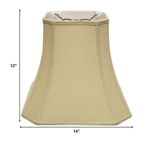HomeRoots 14" Slanted Square Bell Linen Lampshade in Pale Brown Finish