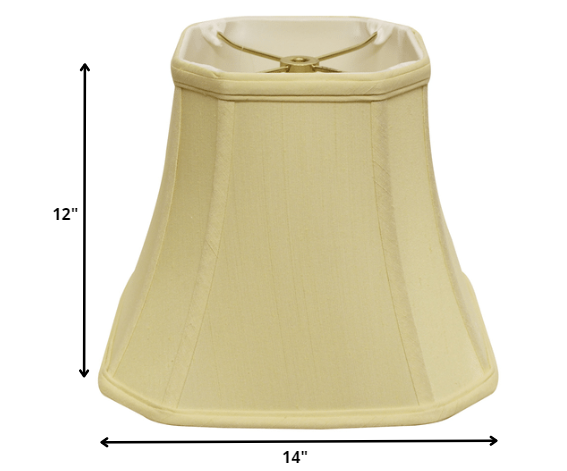 HomeRoots 14" Slanted Square Bell Monay Shantung Lampshade in Antique White Finish