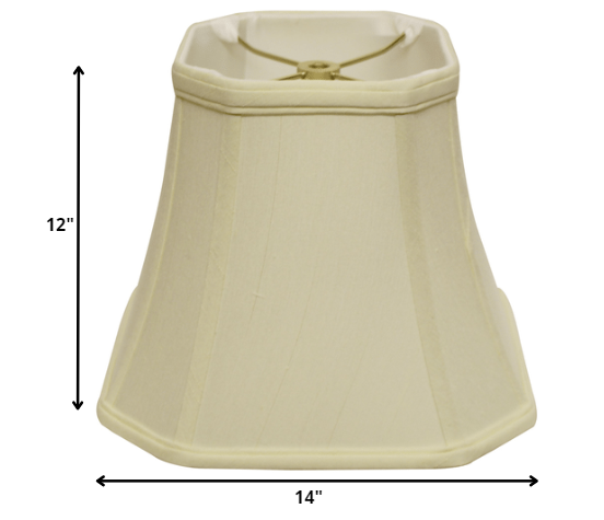 HomeRoots 14" Slanted Square Bell Monay Shantung Lampshade in Ivory Finish