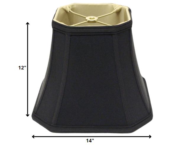 HomeRoots 14" Slanted Square Bell No Slub Lampshade in Black Finish With Bronze Lining