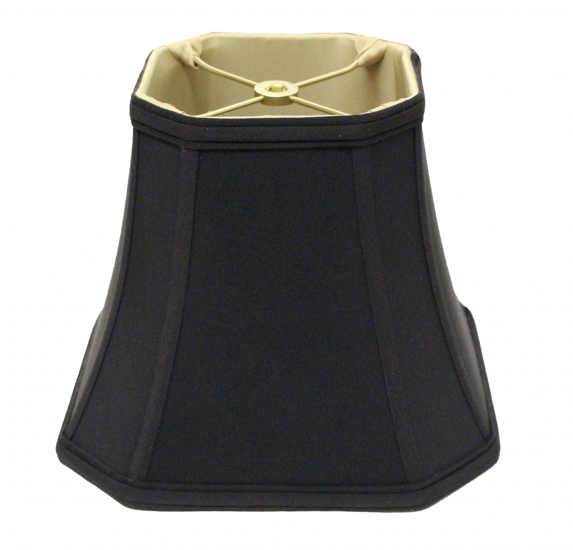 HomeRoots 14" Slanted Square Bell No Slub Lampshade in Black Finish With Bronze Lining