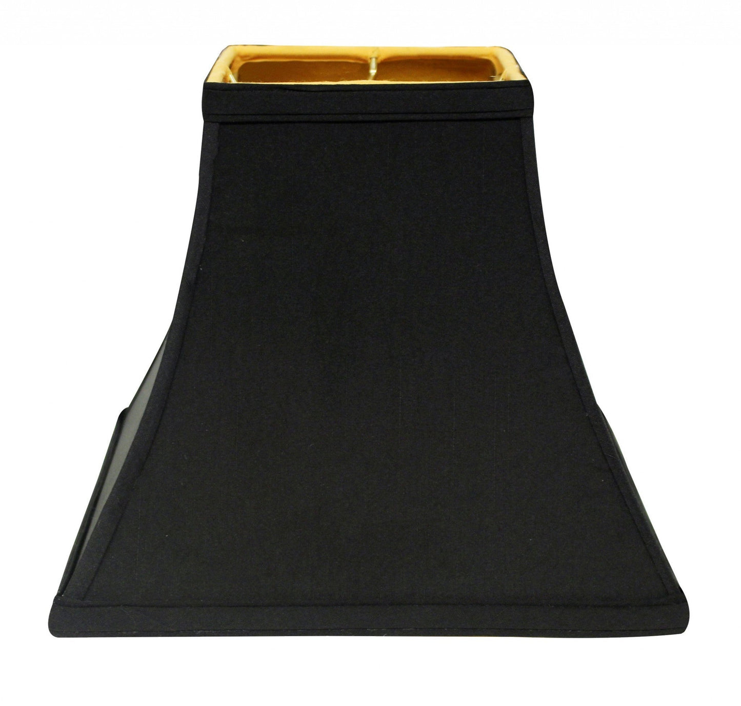 HomeRoots 14" Square Bell Shantung Lampshade in Black Finish With Gold Lining
