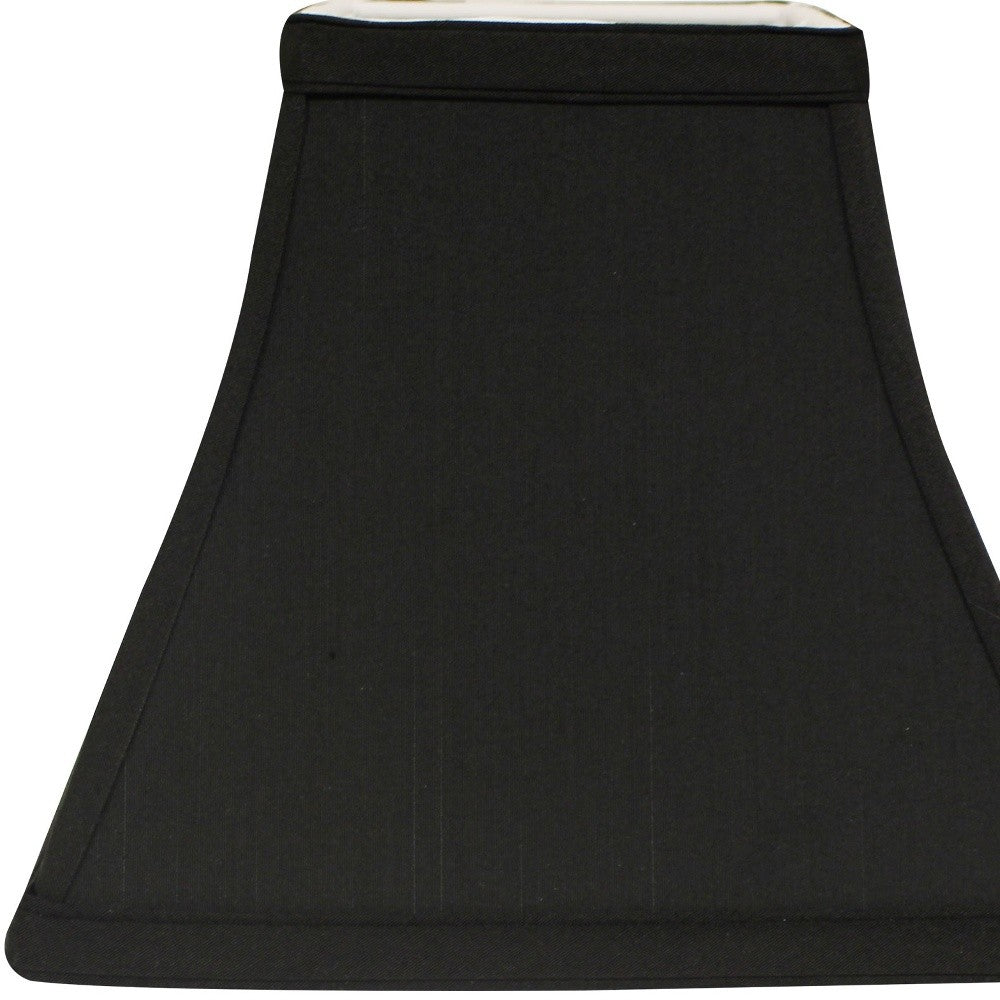 HomeRoots 14" Square Bell Shantung Lampshade in Black Finish With White Lining