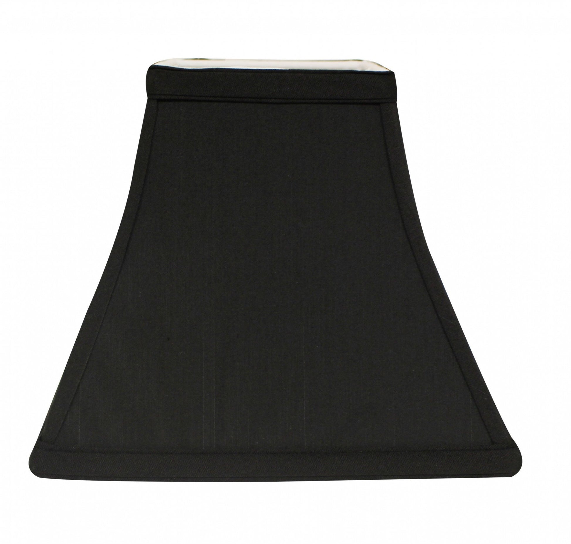 HomeRoots 14" Square Bell Shantung Lampshade in Black Finish With White Lining