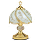 HomeRoots 14” Stylish Floral Glass Table Lamp in White and Gold Finish