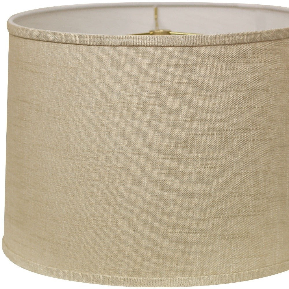 HomeRoots 14" Throwback Drum Linen Lampshade in Light Wheat Finish