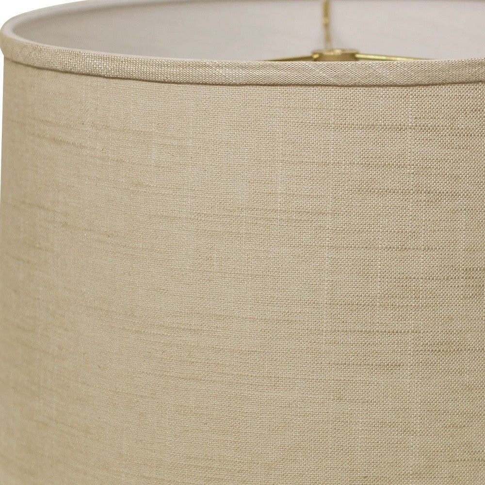 HomeRoots 14" Throwback Drum Linen Lampshade in Light Wheat Finish