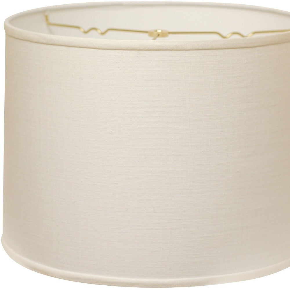 HomeRoots 14" Throwback Drum Linen Lampshade in White Finish