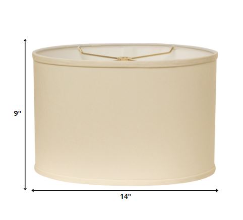 HomeRoots 14" Throwback Oval No Slub Lampshade in Ivory Finish
