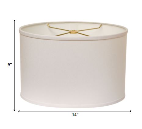 HomeRoots 14" Throwback Oval No Slub Lampshade in White Finish