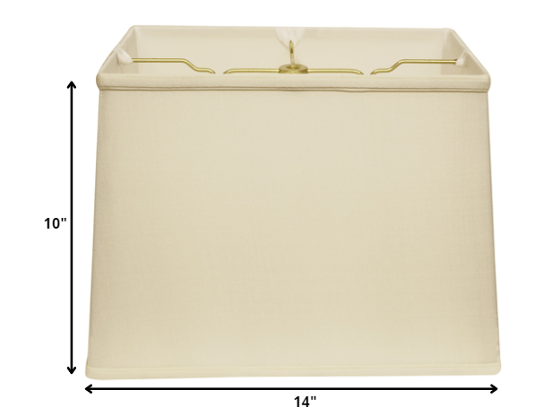 HomeRoots 14" Throwback Rectangle Pongee Silk Lampshade in Ivory Finish