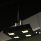 HomeRoots 14" x 14" x 59" Stainless Steel Pendant Lamp in Black Finish