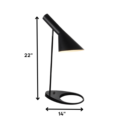 HomeRoots 14" x 22" Metal Table Lamp in Black Finish