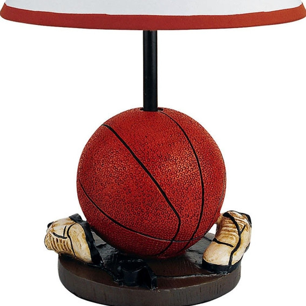 HomeRoots 15" Basketball Themed Table Lamp With White Shade and Orange Finish