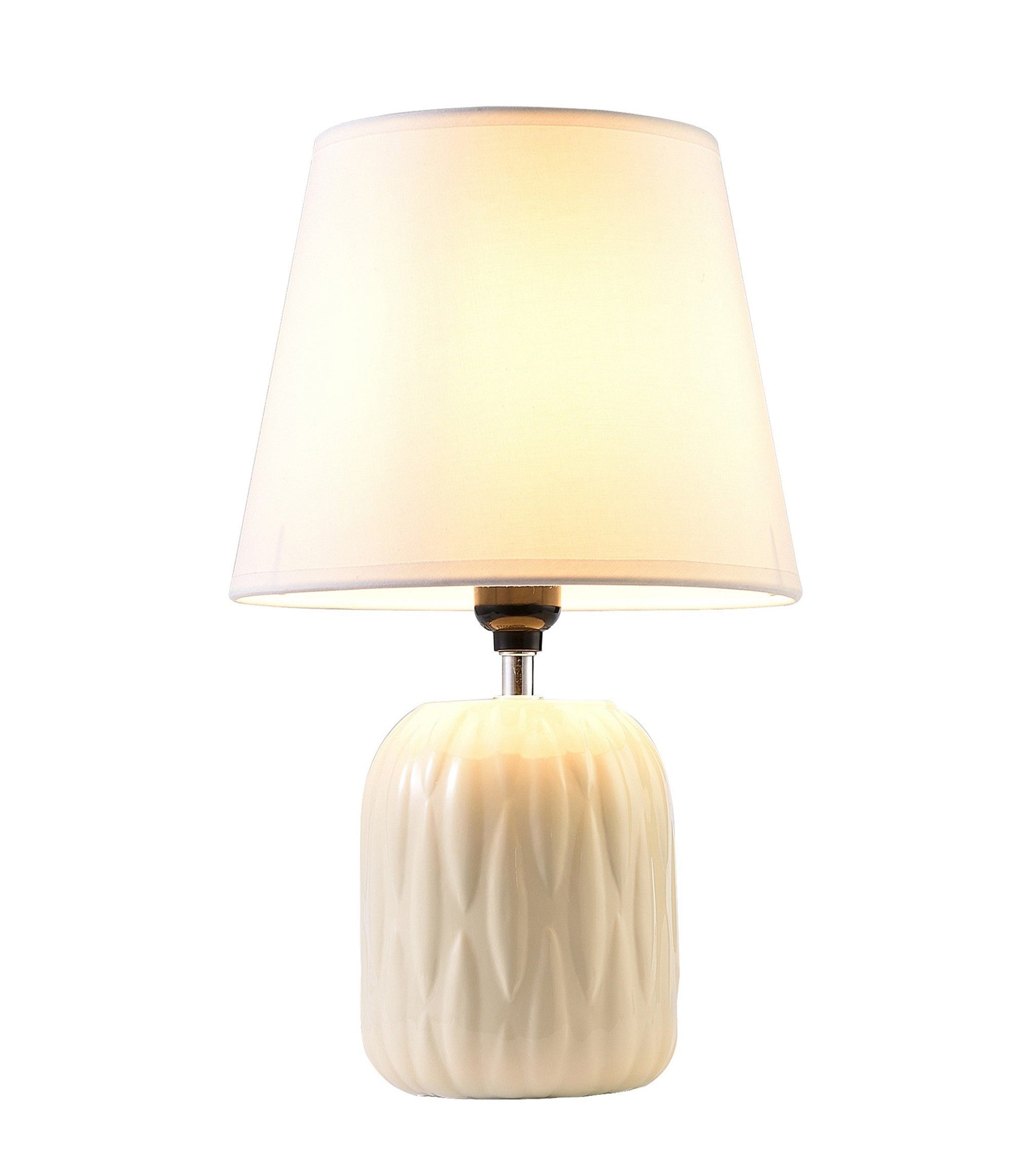 HomeRoots 15" Ceramic Bedside Table Lamp With Empire Shade and Off-White Finish