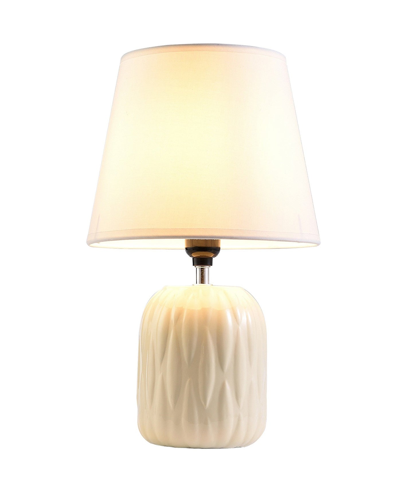 HomeRoots 15" Ceramic Bedside Table Lamp With Empire Shade and Off-White Finish