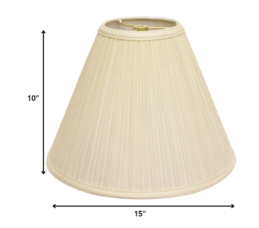 HomeRoots 15" Deep Cone Slanted Broadcloth Lampshade in Ivory Finish