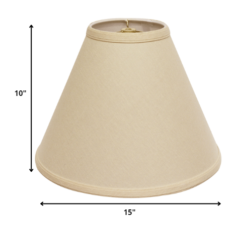 HomeRoots 15" Deep Cone Slanted Linen Lampshade With Parchment Beige Finish