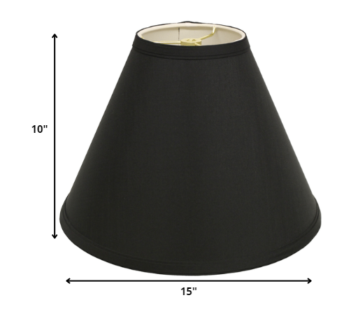 HomeRoots 15" Deep Cone Slanted No Shantung Lampshade in Jet Black Finish