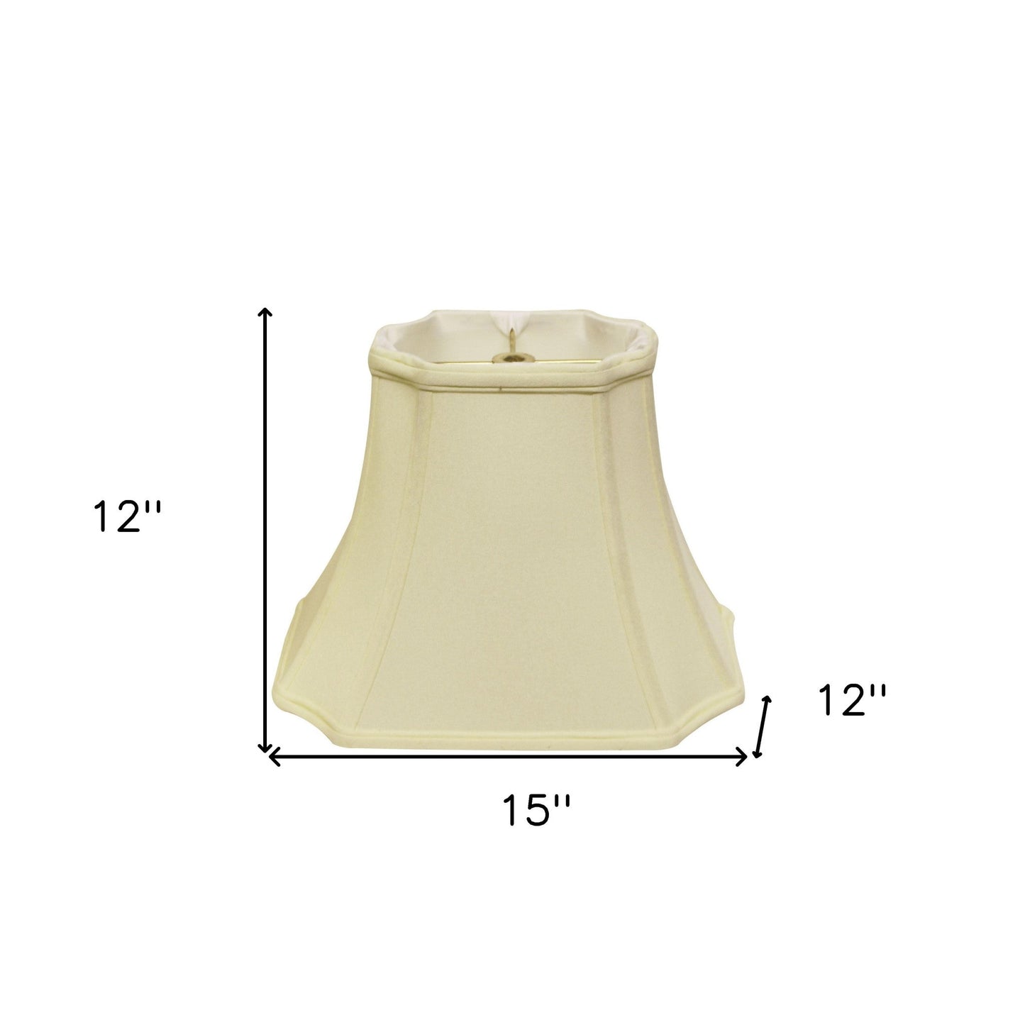 HomeRoots 15" Inverted Rectangle Shantung Lampshade in Ivory Finish