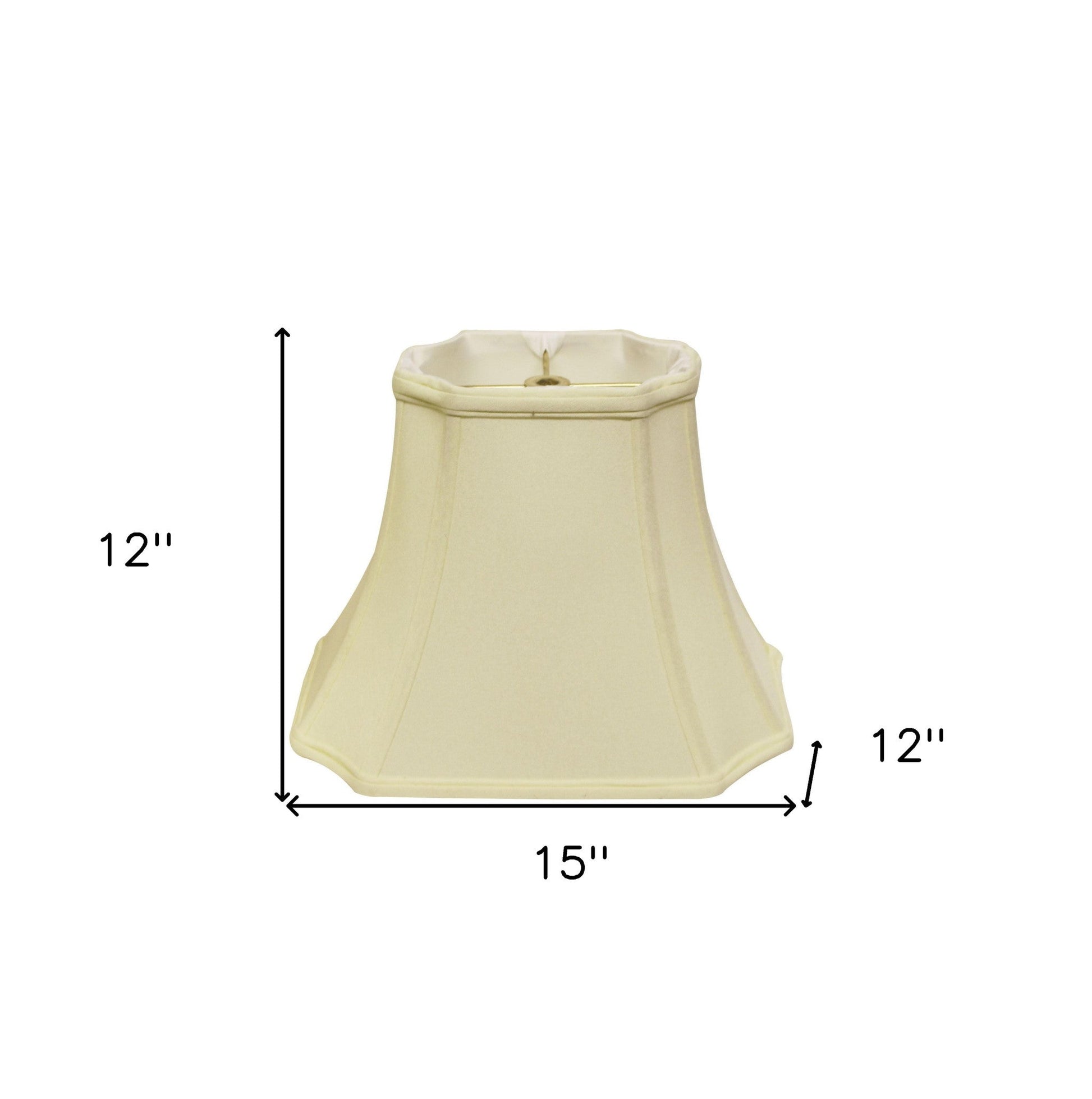 HomeRoots 15" Inverted Rectangle Shantung Lampshade in Ivory Finish