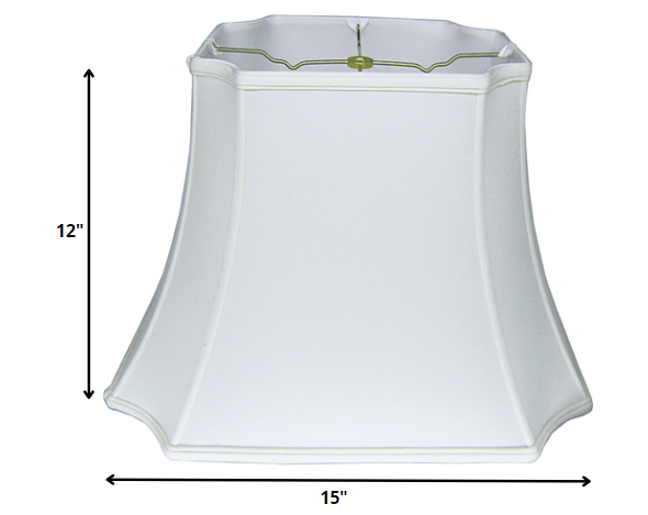 HomeRoots 15" Inverted Rectangle Shantung Lampshade in Snow Finish