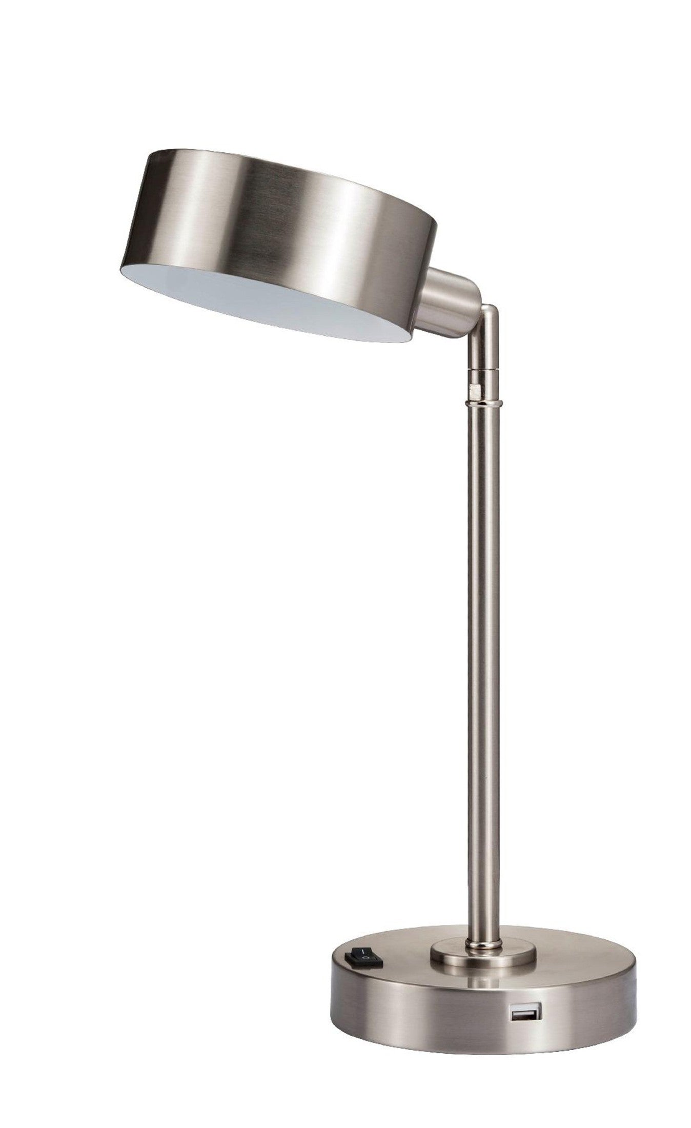 HomeRoots 15" LED Table Lamp With Shade in Silver Metal Finish