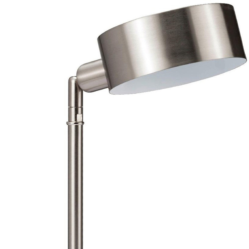 HomeRoots 15" LED Table Lamp With Shade in Silver Metal Finish