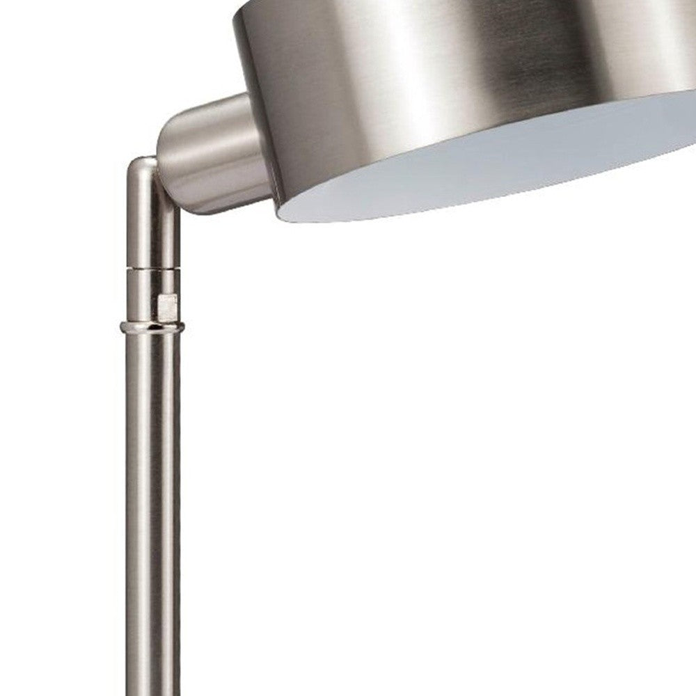 HomeRoots 15" LED Table Lamp With Shade in Silver Metal Finish