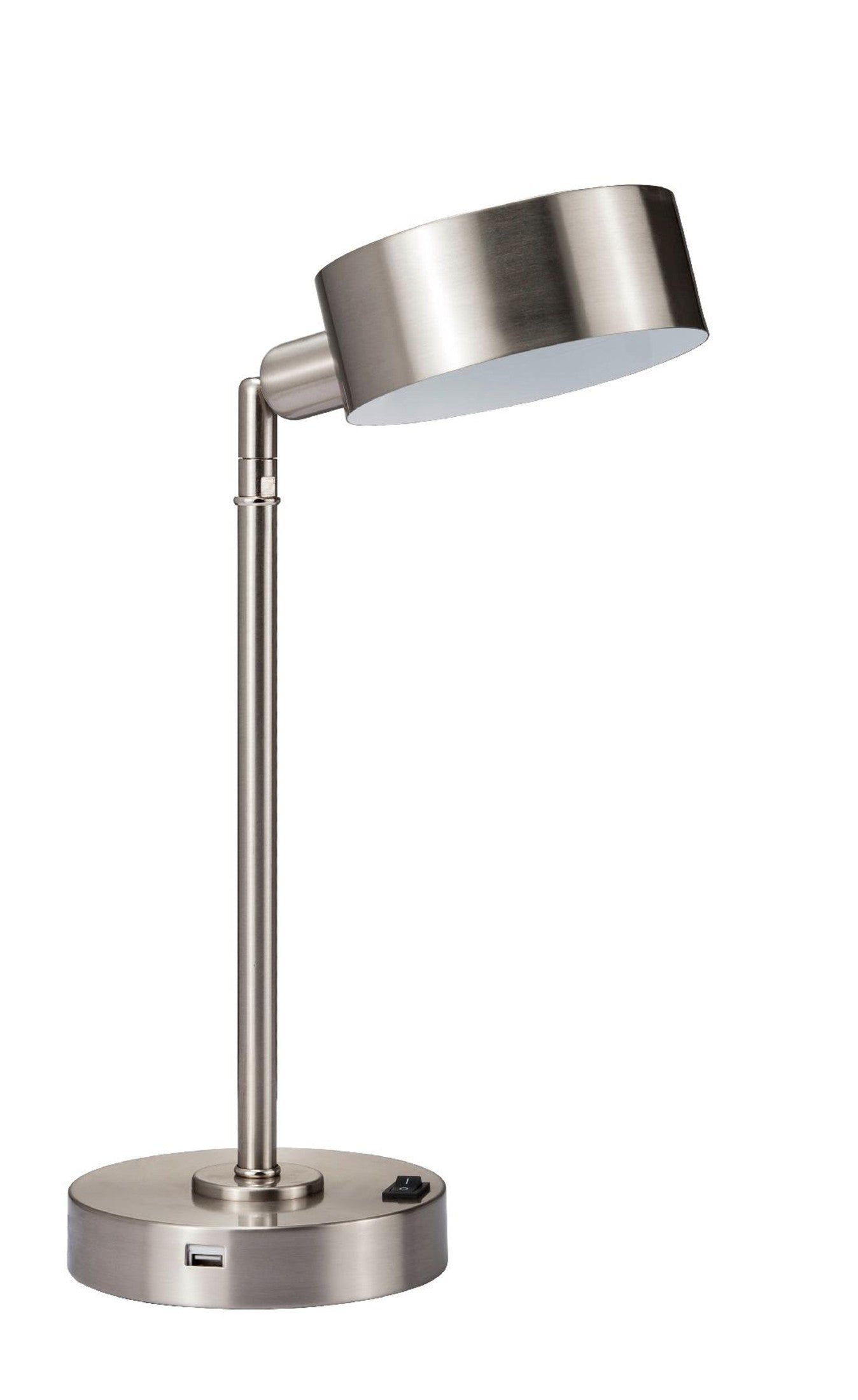 HomeRoots 15" LED Table Lamp With Shade in Silver Metal Finish