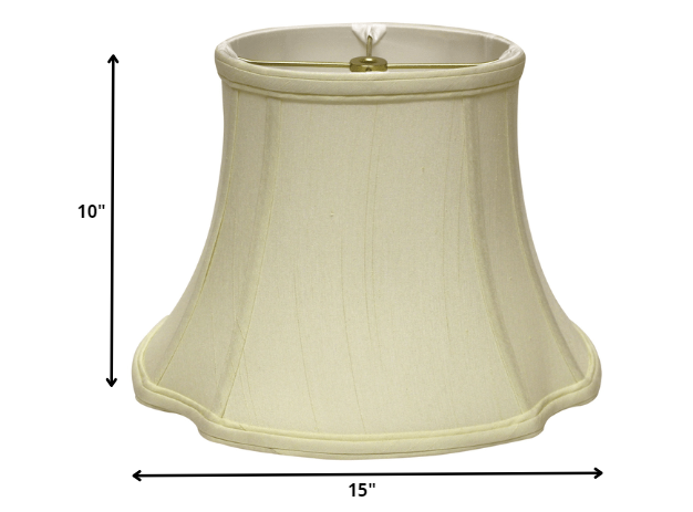 HomeRoots 15" Reversed Oval Monay Shantung Lampshade in Ivory Finish