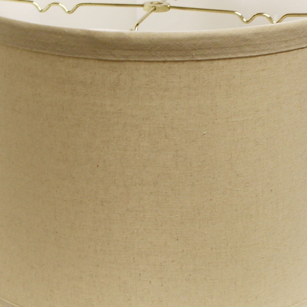 HomeRoots 15" Rosewood Drum Trimmed Linen Lampshade in Beige Finish
