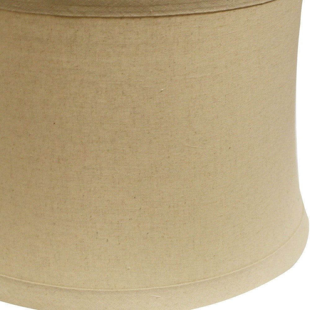 HomeRoots 15" Rosewood Drum Trimmed Linen Lampshade in Beige Finish