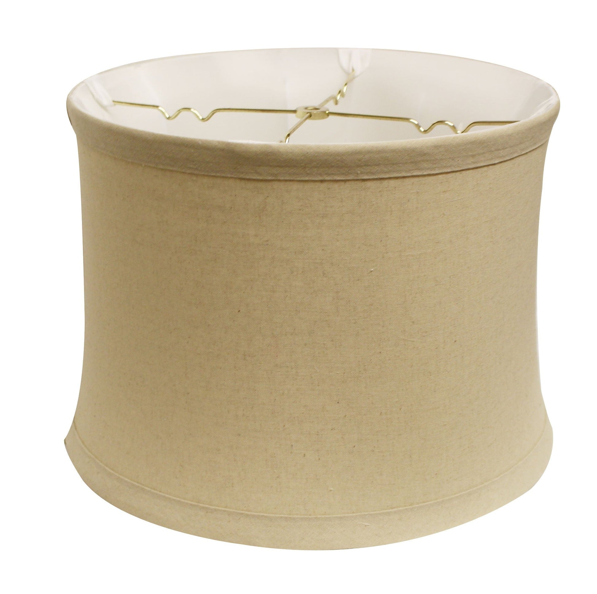 HomeRoots 15" Rosewood Drum Trimmed Linen Lampshade in Beige Finish