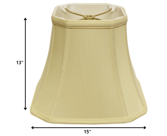 HomeRoots 15" Slanted Square Bell Monay Shantung Lampshade in Antique White Finish