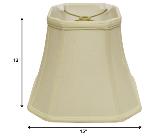 HomeRoots 15" Slanted Square Bell Monay Shantung Lampshade in Ivory Finish