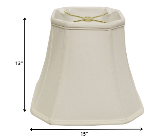 HomeRoots 15" Slanted Square Bell Monay Shantung Lampshade in White Finish