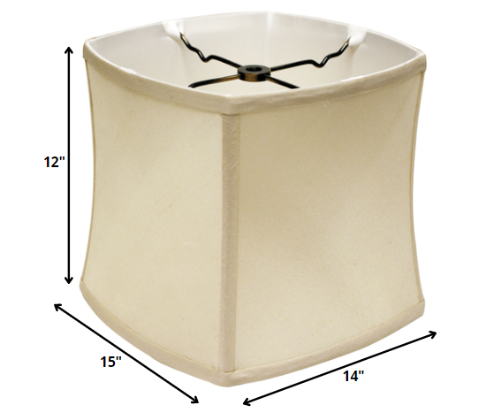 HomeRoots 15" Soft Box Paperback Pongee Silk Lampshade in Ivory Finish