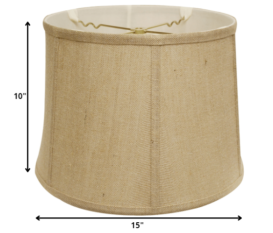 HomeRoots 15" Throwback Drum Burlap Lampshade With Golden Fiber Finish