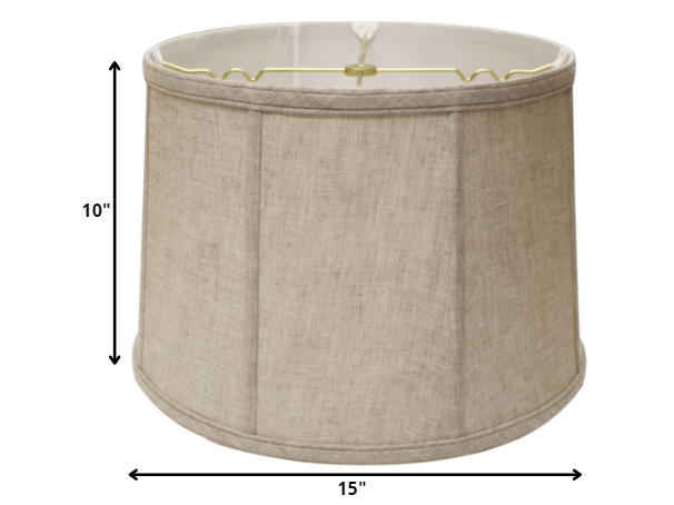 HomeRoots 15" Throwback Drum Linen Lampshade in Cream Finish