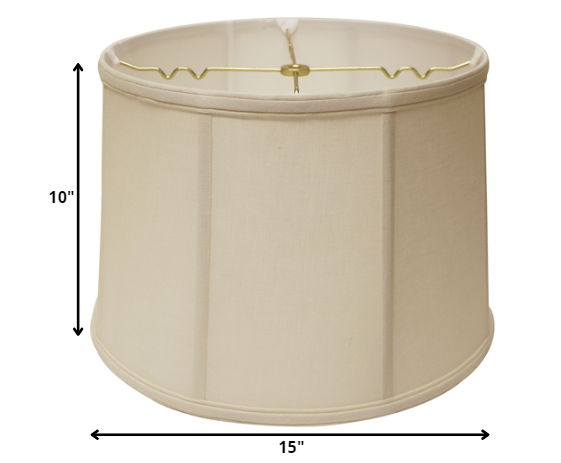 HomeRoots 15" Throwback Drum Linen Lampshade in Off White Finish