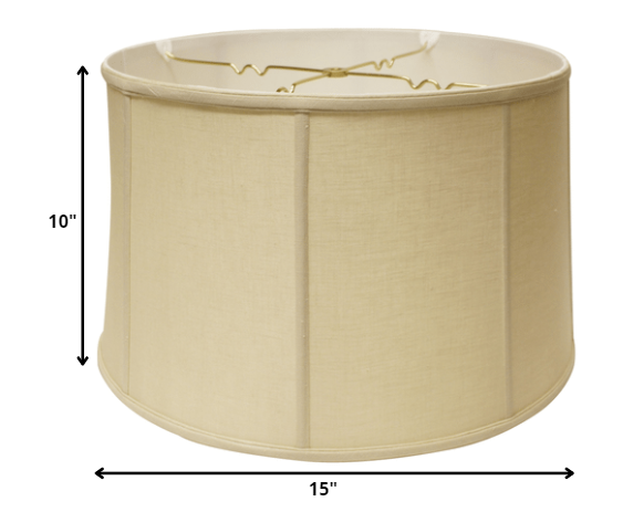 HomeRoots 15" Throwback Drum Linen Lampshade in Pale Brown Finish
