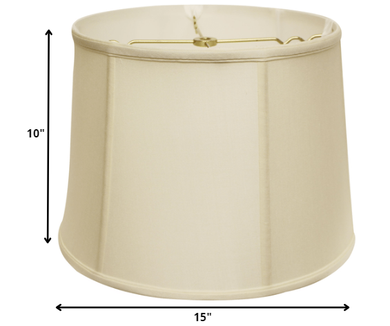 HomeRoots 15" Throwback Drum Pongee Silk Lampshade in Ivory Finish