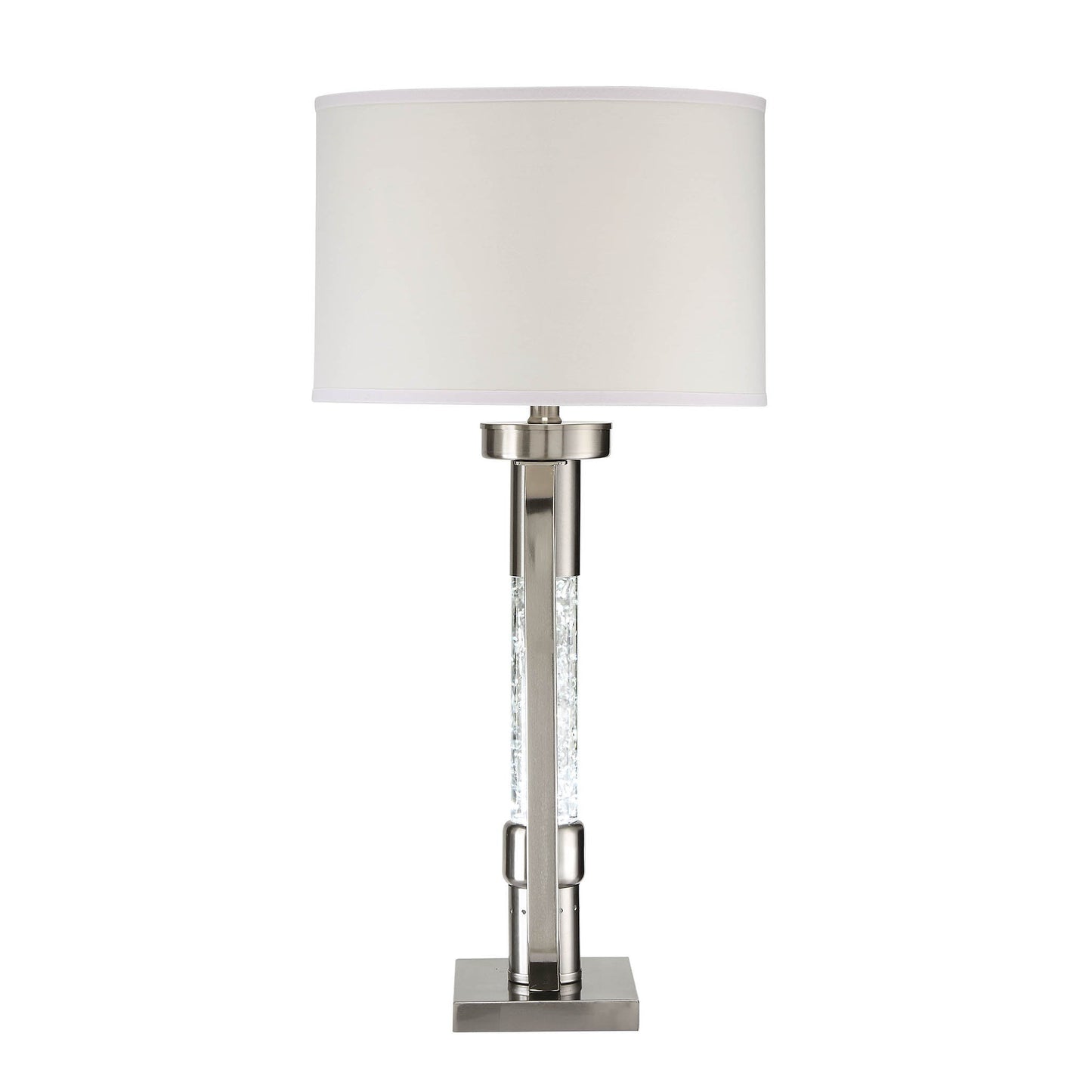 HomeRoots 15" x 15" x 31" Nickel Table Lamp In Sand Finish