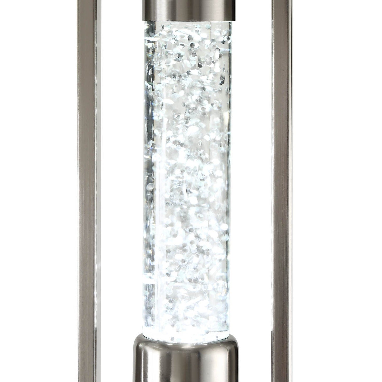 HomeRoots 15" x 15" x 31" Nickel Table Lamp In Sand Finish