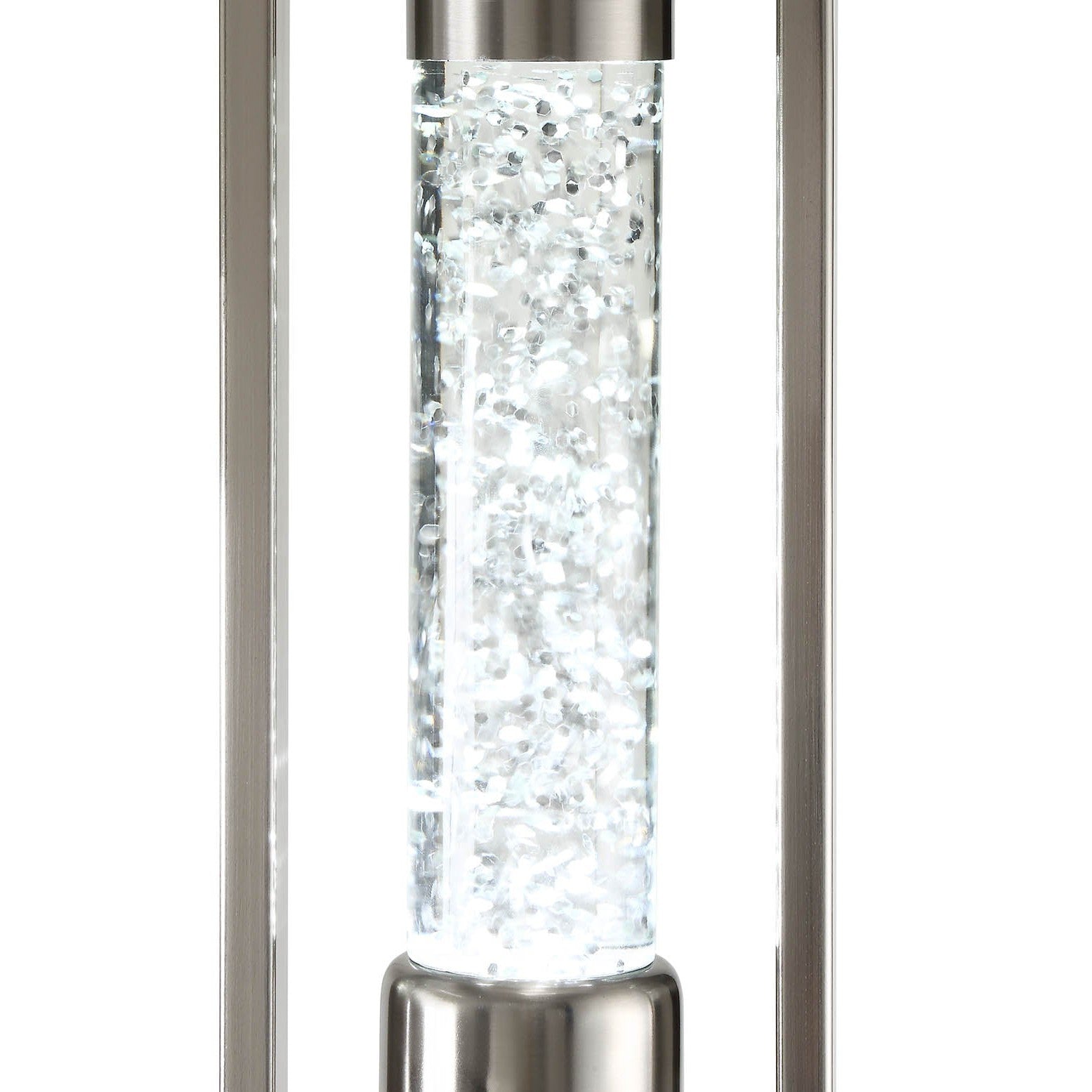 HomeRoots 15" x 15" x 31" Nickel Table Lamp In Sand Finish