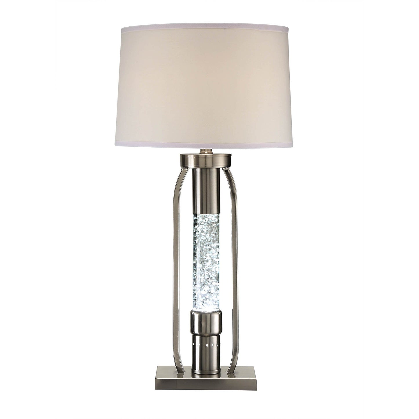 HomeRoots 15" x 15" x 31" Nickel Table Lamp In Sand Finish