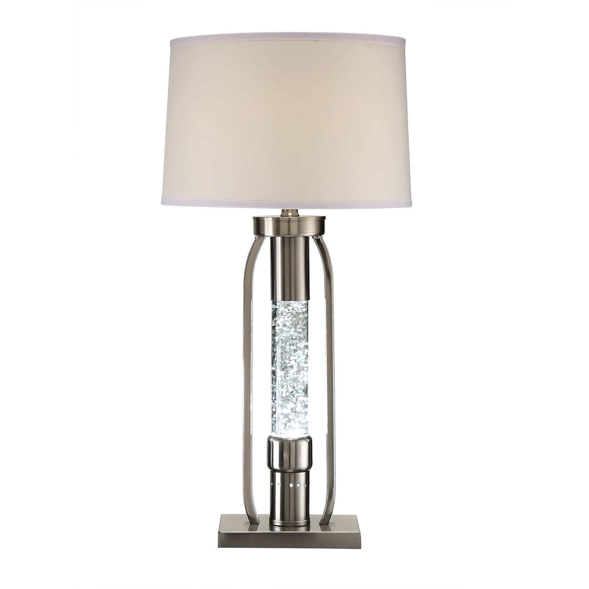 HomeRoots 15" x 15" x 31" Nickel Table Lamp In Sand Finish