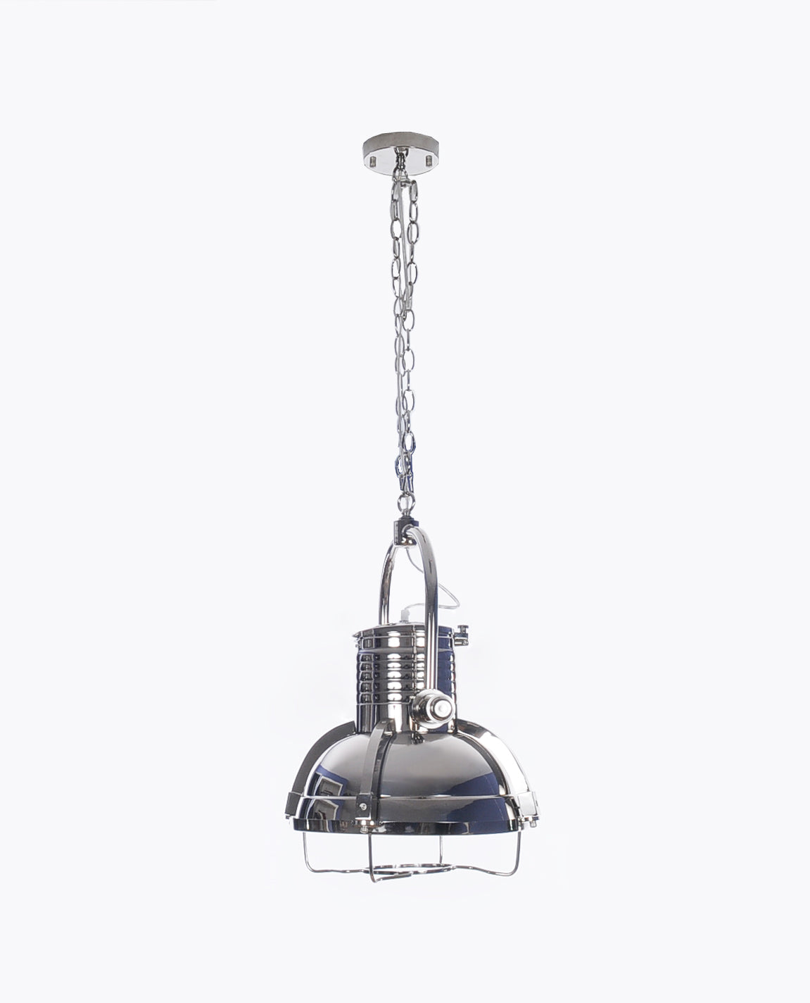 HomeRoots 15" x 15" x 66" Large Steel Pendant Lamp in Chrome Finish